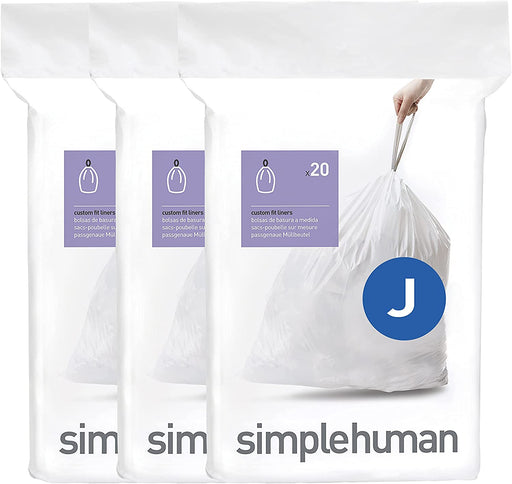 CW0259 Code J Custom Fit Bin Liner Bulk Pack, White Plastic (3 Pack of 20, Total 60 Liners)