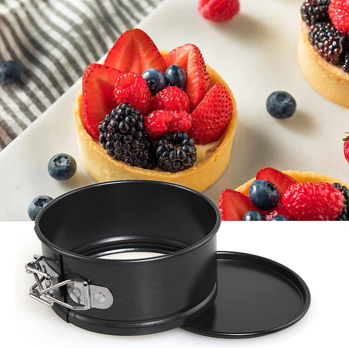 4 Pieces Cake Tins for Baking, 4 Inch Mini Springform Cake Tin Set, Small Cheesecake Tins, Cake Pan round with Removable Bottom Non-Stick Coating for Pie, Cheesecake, Pizzas, Quiches