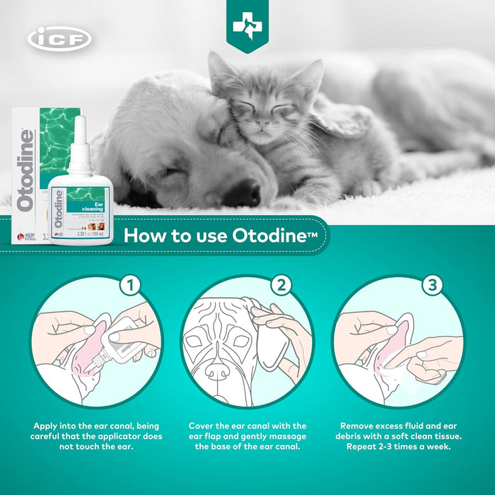 Otodine | Cat & Dog Ear Cleaner Solution | Dog Ear Drops to Stop Wax Build Up, Head Shaking, Discomfort, Ear Odour & Scratching | 100Ml