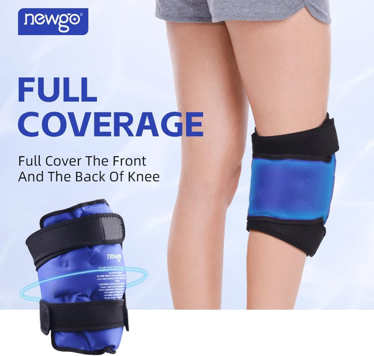 Ice Pack for Knee Replacement Surgery, Reusable Gel Cold Pack Knee Ice Pack Wrap around Entire Knee for Knee Injuries, Knee Ice Wrap for Pain Relief, Swelling, Bruises (Blue)