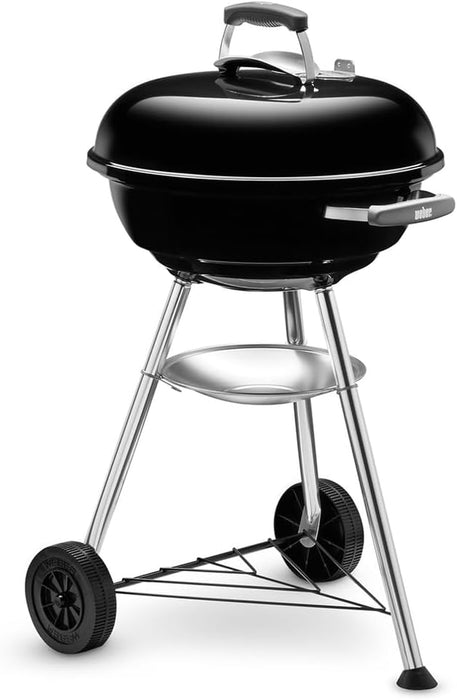 Compact Kettle Charcoal Grill Barbecue, 47Cm | BBQ Grill with Lid Cover, Stand & Wheels | Freestanding Outdoor Oven, Smoker & Outdoor Cooker with Porcelain-Enamelled Bowl - Black (1221004)