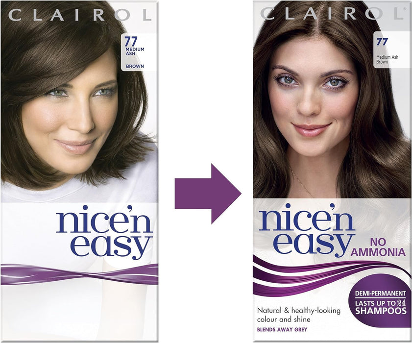 Nice'N Easy No Ammonia Hair Dye, 77 Medium Ash Brown