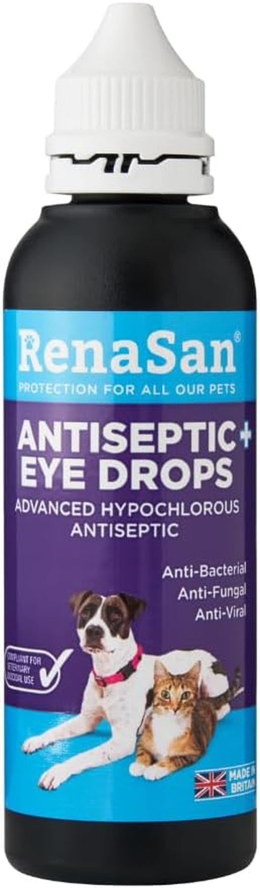 Antiseptic Eye Drops (60 Ml) – Fights Infection, Alcohol-Free, Non-Irritating and Natural Eye Cleaning Solution for Dogs, Cats, Reptiles, Poultry, Avian & Livestock (PACKAGING MAY VARY)