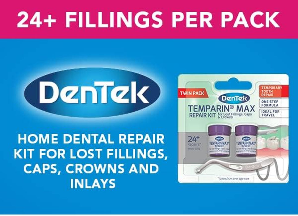 Temparin Max Home Dental Repair Kit Twin Pack for Repairing Lost Fillings and Loose Caps, Crowns or Inlays - 24+ Repairs