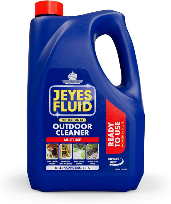 Fluid Ready-To-Use Outdoor Cleaner and Disinfectant for Paths, Patios, Driveways and Pet Housing, Blue, 4 Litre, Packing May Vary.