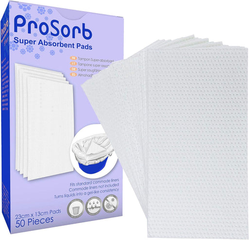 Pack of 50  Super Absorbent Pads for Bedside Commode Liners