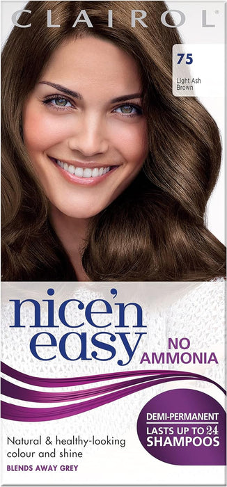 Nice'N Easy No Ammonia Hair Dye, 75 Light Ash Brown, 1 Count (Pack of 1)