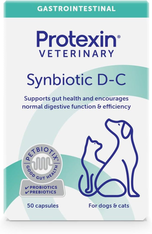 Veterinary Synbiotic D-C Daily Probiotic and Prebiotic Capsules for Dogs and Cats (Pack of 1, 50 Capsules)