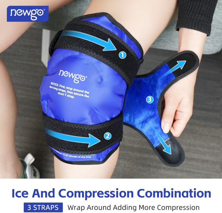 Ice Pack for Knee Replacement Surgery, Reusable Gel Cold Pack Knee Ice Pack Wrap around Entire Knee for Knee Injuries, Knee Ice Wrap for Pain Relief, Swelling, Bruises (Blue)