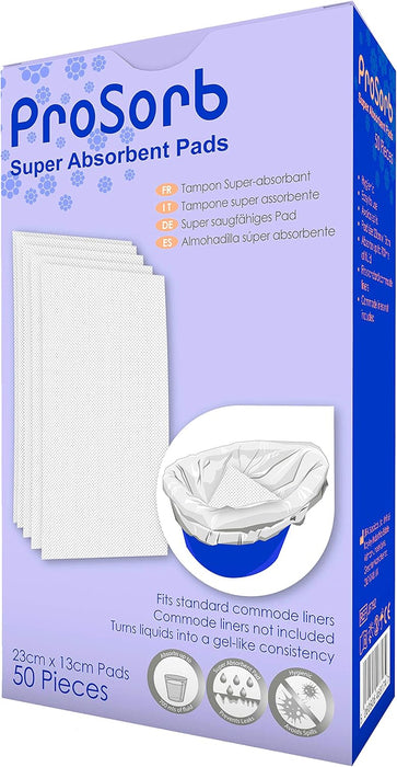 Pack of 50  Super Absorbent Pads for Bedside Commode Liners