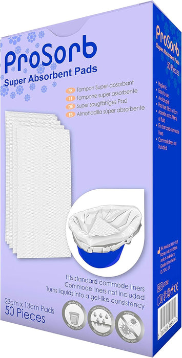 Pack of 50  Super Absorbent Pads for Bedside Commode Liners