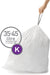 CW0260 Code K Custom Fit Bin Liner Bulk Pack, White Plastic (3 Pack of 20, Total 60 Liners)