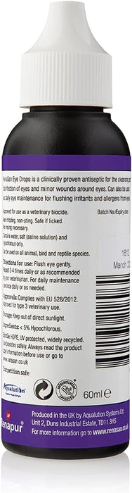 Antiseptic Eye Drops (60 Ml) – Fights Infection, Alcohol-Free, Non-Irritating and Natural Eye Cleaning Solution for Dogs, Cats, Reptiles, Poultry, Avian & Livestock (PACKAGING MAY VARY)