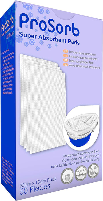 Pack of 50  Super Absorbent Pads for Bedside Commode Liners