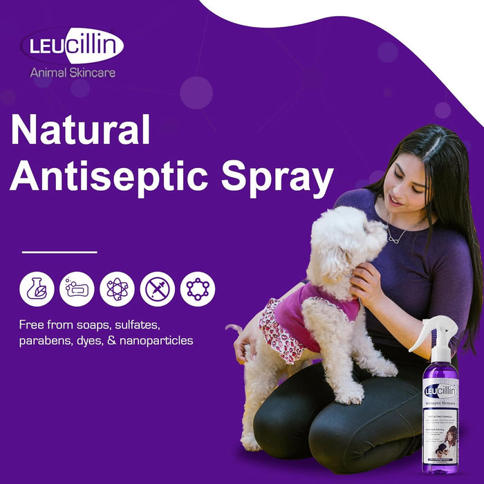 Natural Antiseptic Spray - Antibacterial Antifungal Antiviral for Dogs Cats All Animals Itchy Skin Minor Wound Care and Skin Health | 250Ml