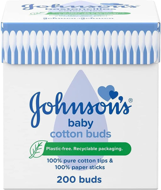 Cotton Buds (1 X Pack of 200) Soft & Gentle Ear Cotton Buds for Delicate Skin, Made of 100% Pure Cotton and Paper Sticks, Plastic-Free Cotton Buds to Clean Delicate Areas, around Eyes and Outer Ear