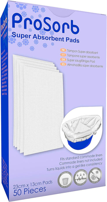 Pack of 50  Super Absorbent Pads for Bedside Commode Liners