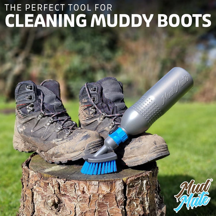 Multi-Use Boot Cleaner Brush & Scraper - for Muddy Boots & Shoes - with Hose Connector & Portable Bottle - Clean Football Boots, Wellies, Walking Boots, Pushchair & Bike Wheels & Much More