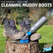 Multi-Use Boot Cleaner Brush & Scraper - for Muddy Boots & Shoes - with Hose Connector & Portable Bottle - Clean Football Boots, Wellies, Walking Boots, Pushchair & Bike Wheels & Much More