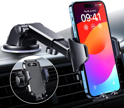 BEST Car Phone Holder【65Lbs Strongest & Safest Suction】 Upgraded Military-Grade Universal Mobile Van Mount Safety Certs Windscreen Dashboard Vent Cradle for Iphone 15 Pro Max 14 13 12 Samsung